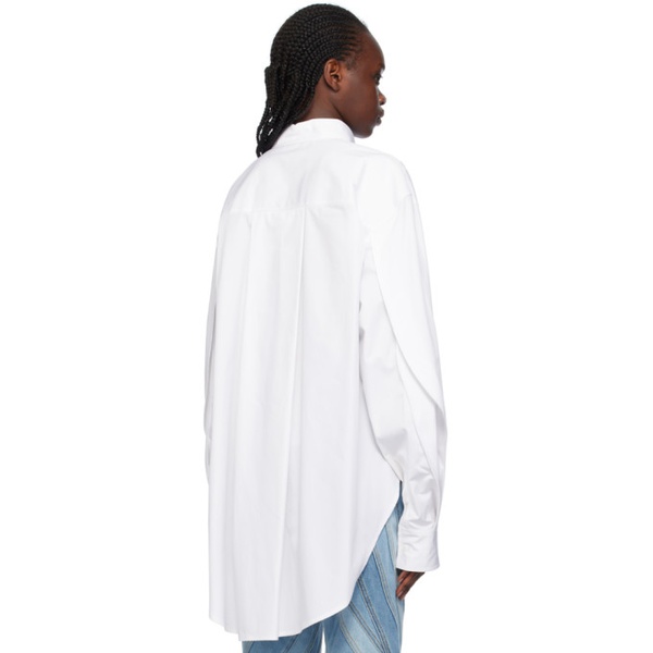  뮈글러 Mugler White Asymmetric Shirt 241345F109003