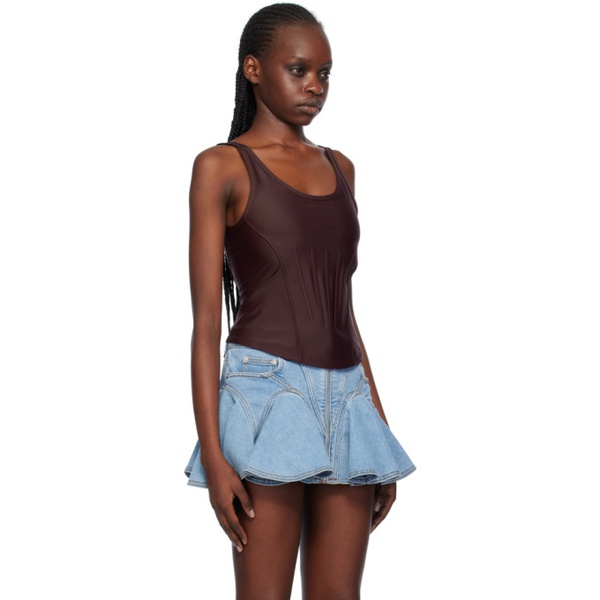  뮈글러 Mugler Burgundy Corseted Tank Top 241345F358006