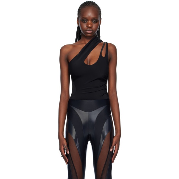  뮈글러 Mugler Black Asymmetric Bodysuit 241345F358007