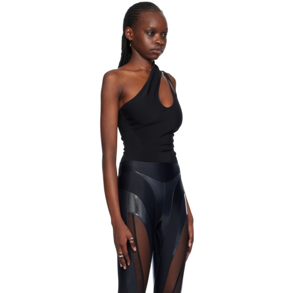  뮈글러 Mugler Black Asymmetric Bodysuit 241345F358007