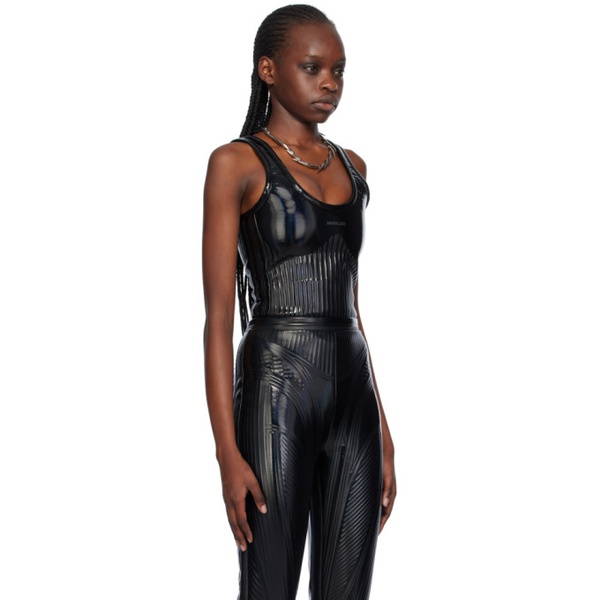  뮈글러 Mugler Black Embossed Bodysuit 241345F358045