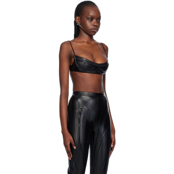  뮈글러 Mugler Black Embossed Bralette 241345F111000