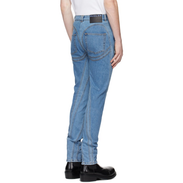  뮈글러 Mugler Blue Spiral Jeans 241345M186000