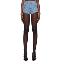 뮈글러 Mugler Blue & Black Spiral Denim Shorts 241345F088000