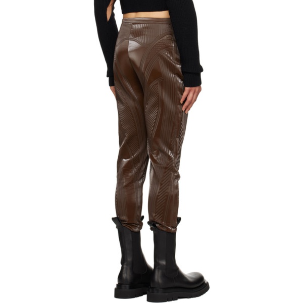  뮈글러 Mugler Brown Embossed Trousers 231345M191012