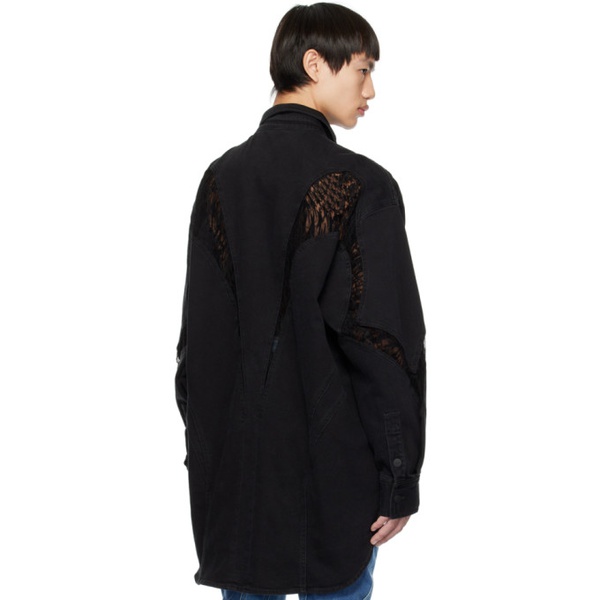  뮈글러 Mugler Black Oversized Denim Jacket 232345M177000