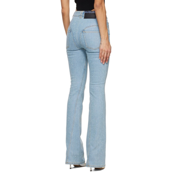  뮈글러 Mugler Blue Rhinestone Jeans 241345F069020