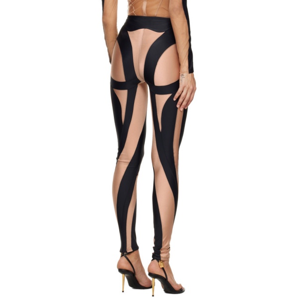  뮈글러 Mugler Tan & Black Spiral Leggings 241345F085025