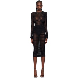 뮈글러 Mugler Black Sheer Midi Dress 241345F054004