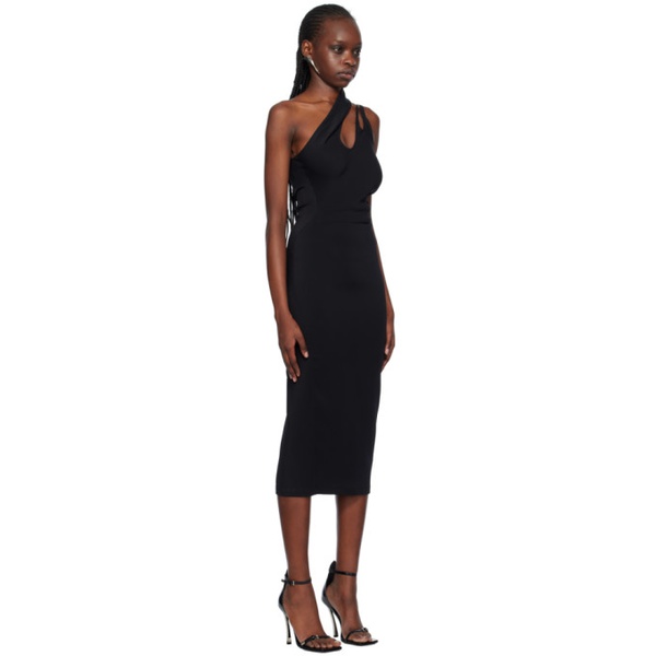  뮈글러 Mugler Black Asymmetric Midi Dress 241345F054002