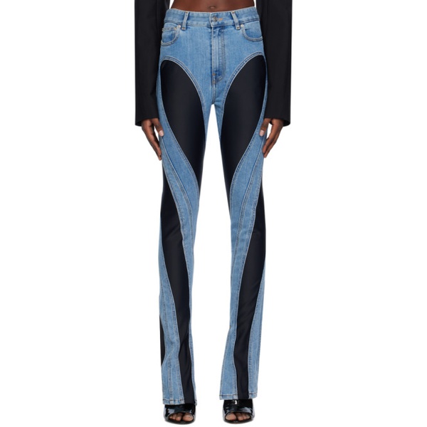  뮈글러 Mugler Blue & Black Spiral Jeans 241345F069012