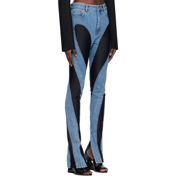  뮈글러 Mugler Blue & Black Spiral Jeans 241345F069012