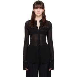 뮈글러 Mugler Black Sheer Shirt 241345F109005