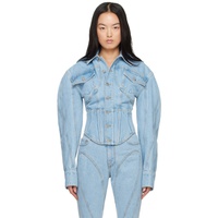 뮈글러 Mugler Blue Corseted Denim Jacket 241345F060008