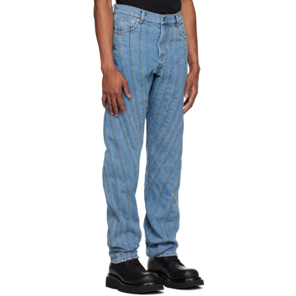  뮈글러 Mugler Blue Spiral Jeans 241345M186005