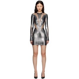 뮈글러 Mugler Silver Illusion Minidress 232345F052000