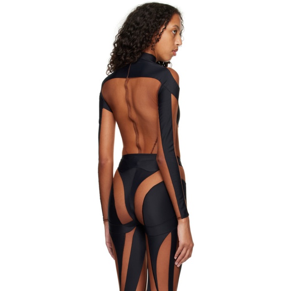  뮈글러 Mugler Black Illusion Sheer Bodysuit 231345F358009