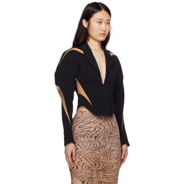  뮈글러 Mugler Black Spiral Illusion Blazer 241345F057007