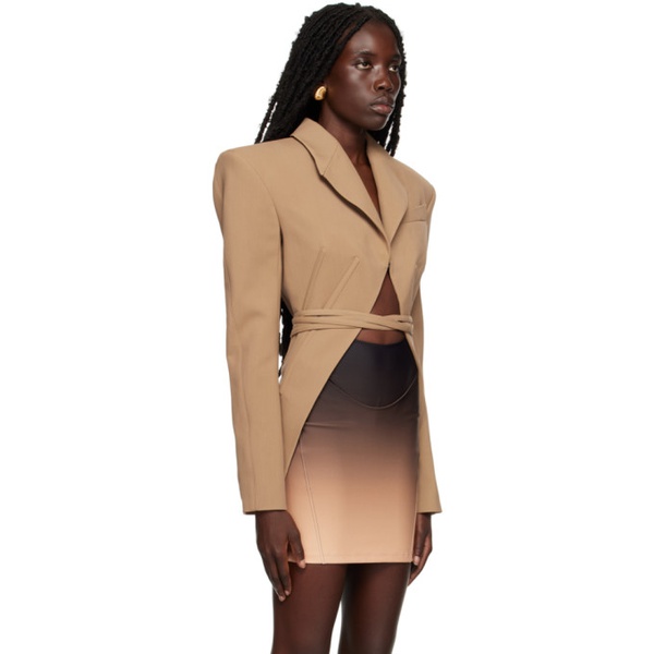  뮈글러 Mugler Tan Corseted Blazer 222345F057002