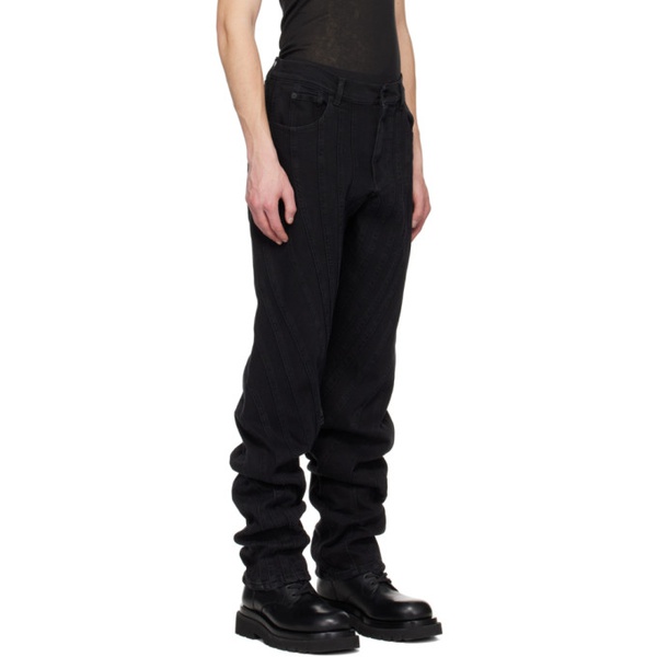  뮈글러 Mugler Black Spiral Baggy Jeans 231345M186003
