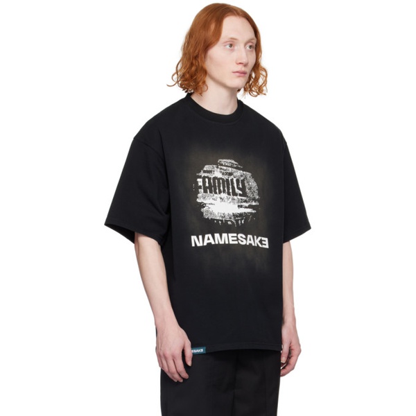  네임세이크 NAMESAKE Black Reverse Sava Ball Splash T-Shirt 241467M213004