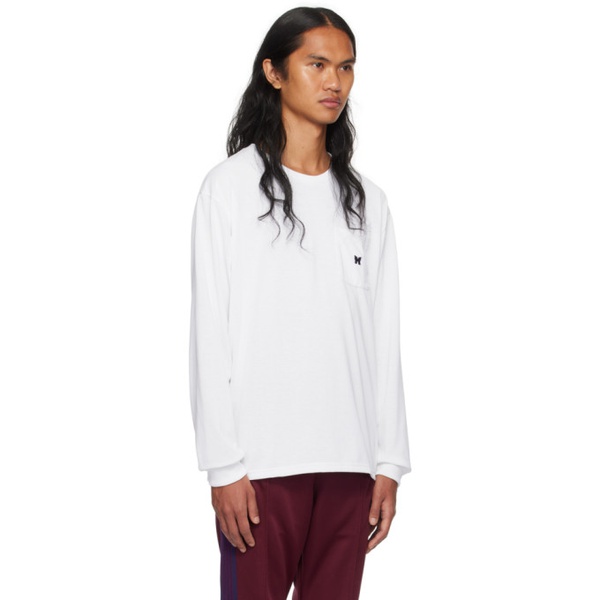  니들스 NEEDLES White Embroidered Long Sleeve T-Shirt 232821M213002