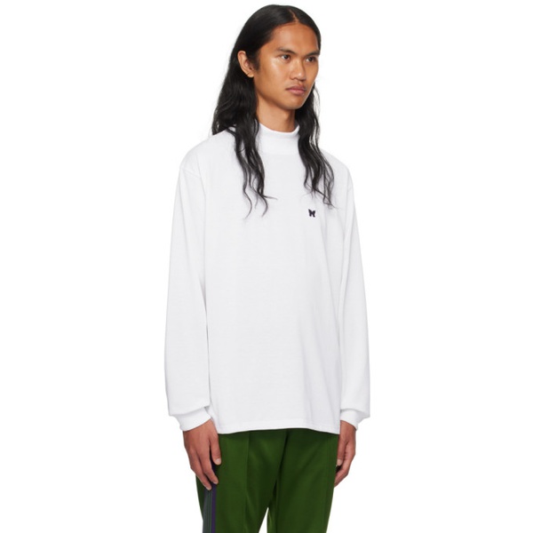 니들스 NEEDLES White Embroidered Long Sleeve T-Shirt 232821M213016