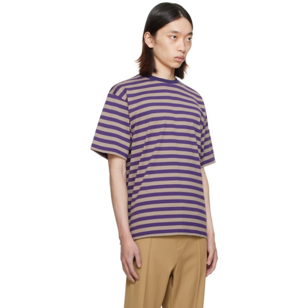  니들스 NEEDLES Purple Stripe T-Shirt 241821M213009