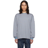니들스 NEEDLES Blue & Gray Striped Long Sleeve T-Shirt 232821M213005