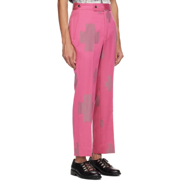  니들스 NEEDLES Pink Jacquard Trousers 231821M191001