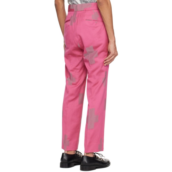  니들스 NEEDLES Pink Jacquard Trousers 231821M191001