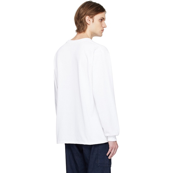  니들스 NEEDLES White Crewneck Long Sleeve T-Shirt 231821M213012