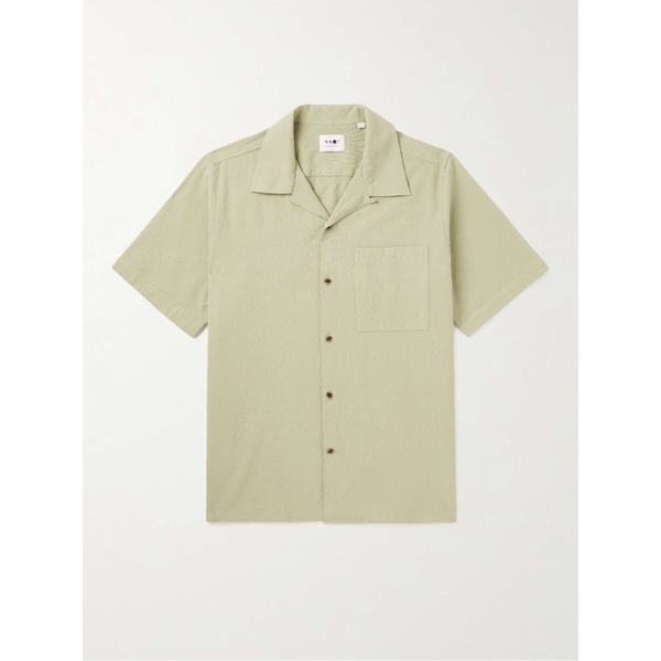  NN07 Julio 1040 Convertible-Collar Stretch Organic Cotton-Seersucker Shirt 1647597308033729