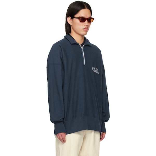  나나미카 Nanamica Navy Half-Zip Sweatshirt 241467M202004