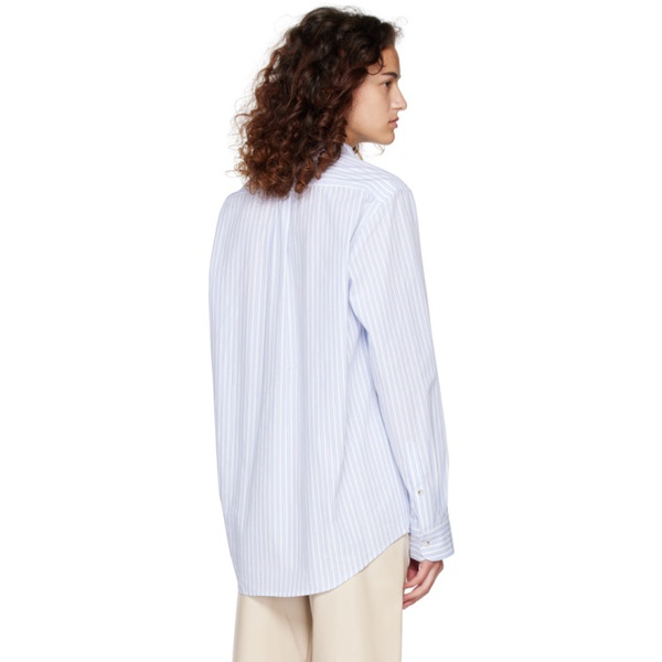  나누쉬카 Nanushka White & Blue Kaleb Shirt 231845F109018