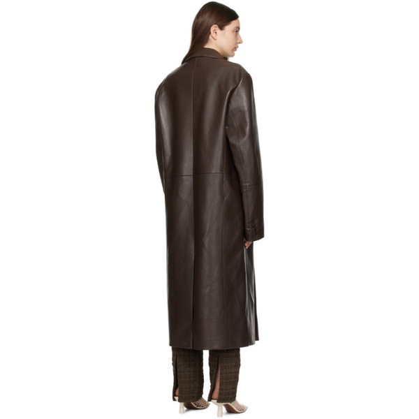  나누쉬카 Nanushka Brown Sverre Leather Coat 241845F059001