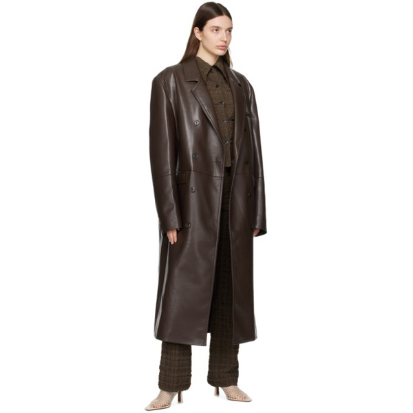  나누쉬카 Nanushka Brown Sverre Leather Coat 241845F059001