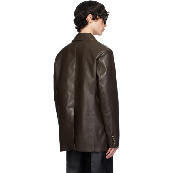  나누쉬카 Nanushka Brown Danick Regenerated Leather Jacket 241845M180002