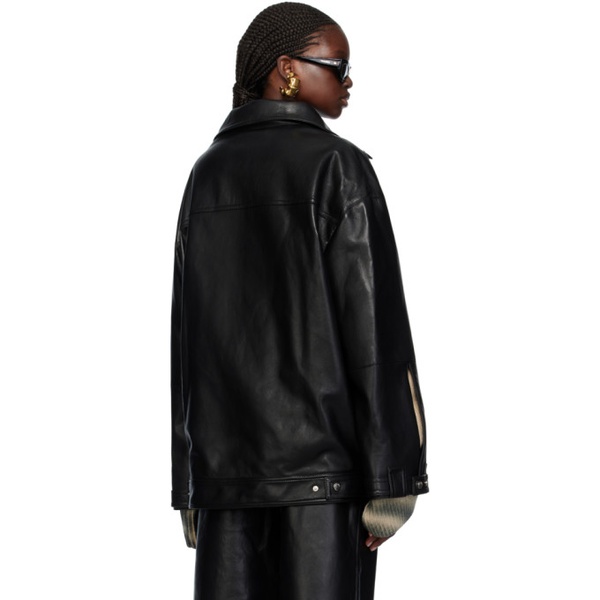  나누쉬카 Nanushka Black Silva Leather Jacket 241845F064000