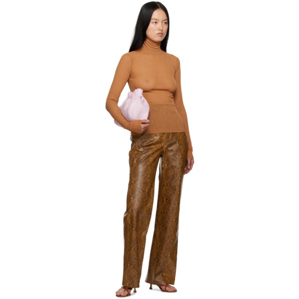  나누쉬카 Nanushka Brown Philine Faux-Leather Trousers 231845F087017