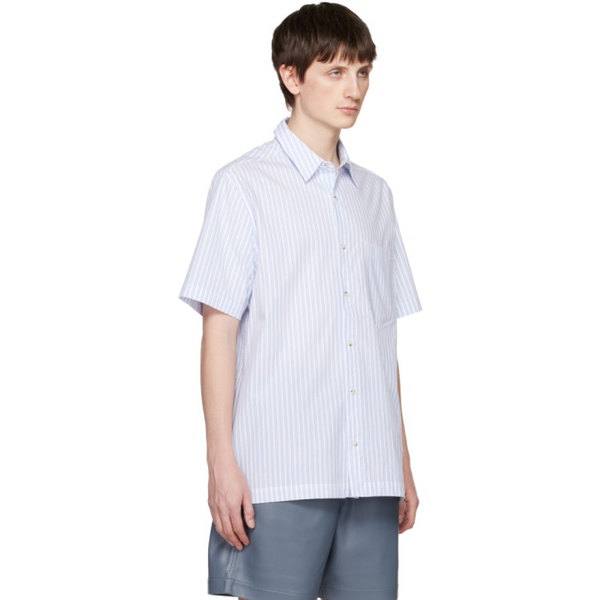  나누쉬카 Nanushka White & Blue Adam Shirt 231845M192028