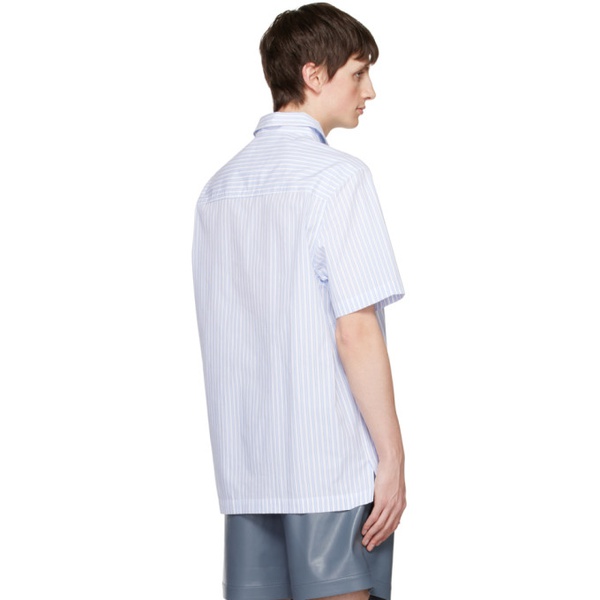  나누쉬카 Nanushka White & Blue Adam Shirt 231845M192028