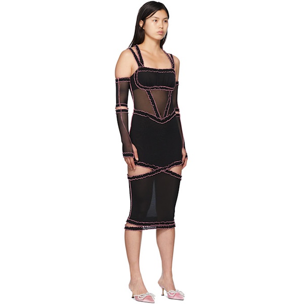  Nφdress SSENSE Exclusive Black & Pink Nylon Midi Dress 222119F054002