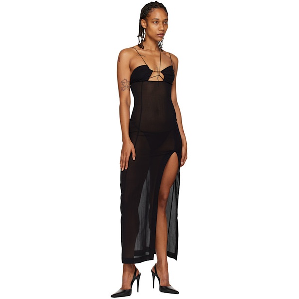  넨시 도자카 Nensi Dojaka Black Asymmetric Maxi Dress 231334F055000