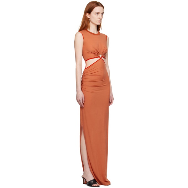  넨시 도자카 Nensi Dojaka Orange Ruched Maxi Dress 231334F052019