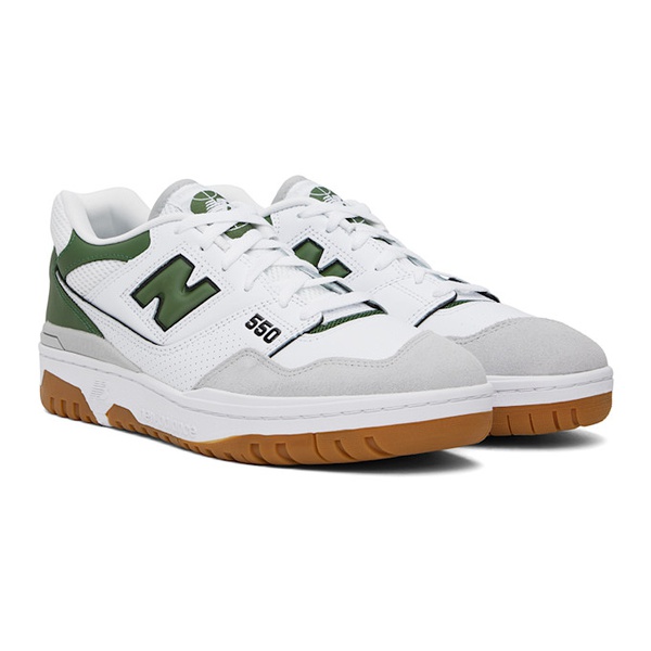 뉴발란스 뉴발란스 New Balance White & Green 550 Sneakers 242402M237024