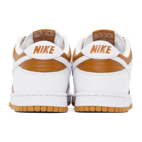 나이키 Nike White & Orange Dunk Low Sneakers 241011M237192