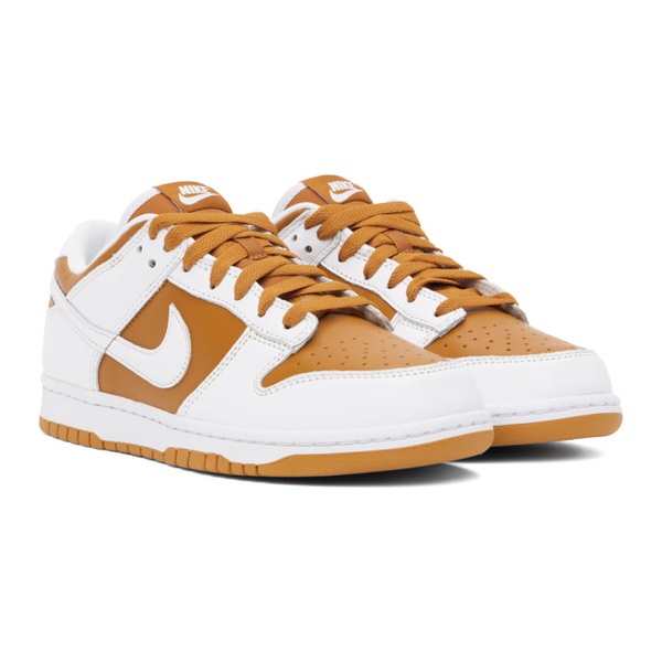 나이키 Nike White & Orange Dunk Low Sneakers 241011M237192