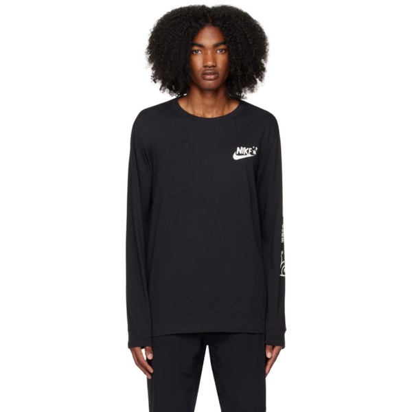 나이키 Nike Black Printed Long Sleeve T-Shirt 231011M213003