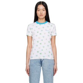 니나 리치 Nina Ricci White & Blue Floral T-Shirt 231475F110000
